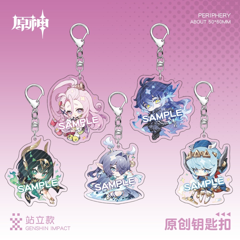 เกม Genshin impact Flins Aino Lauma Nefer Ineffa อะคริลิคจี้พวงกุญแจ Key Chain จี้พวงกุญแจของขวัญคอล