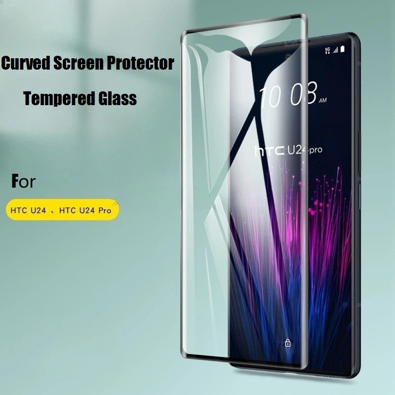 3D โค้งกระจกนิรภัยสําหรับ HTC U24 Pro Full Coverage Screen Protector สําหรับ U24Pro ป้องกันฟิล์มใส