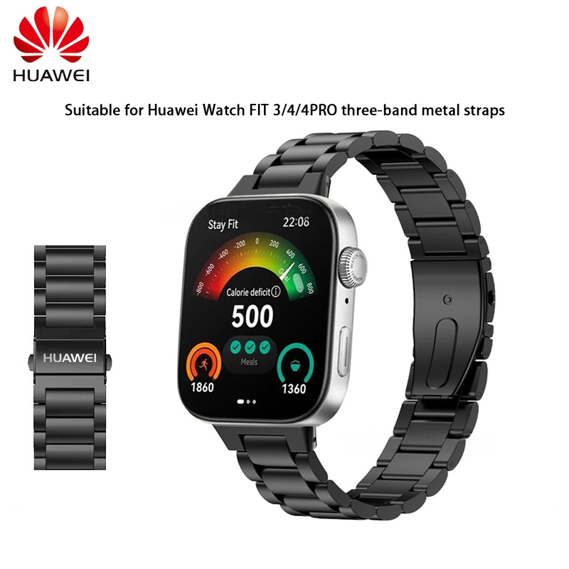 Huawei Triple Bead สายสแตนเลสสําหรับนาฬิกา HUAWEI Fit2 -Fit 3- Fit 4/pro-Fit 5 Fit 5 Pro Metal Solid Strap