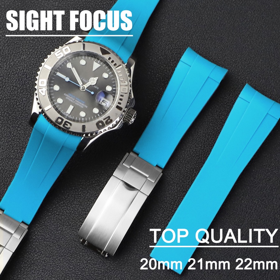 20 มม.ยางโค้งสายนาฬิกาสําหรับบทบาท Submariner GMT Master 2 Daytona Datejust Yacht Master II สายนาฬิก