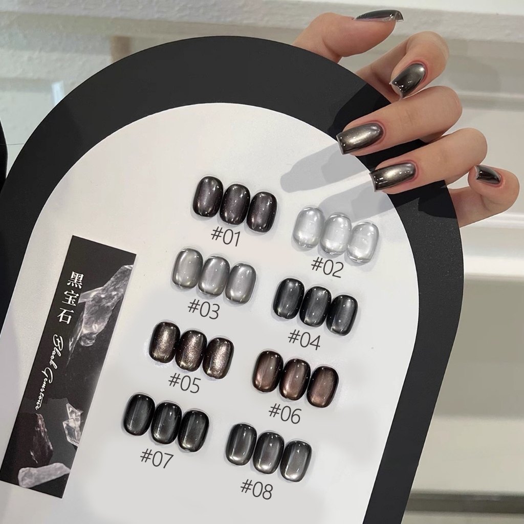 MIANEL 10 สีชุดยาทาเล็บอัญมณีสีดํา Series ลูกปัดแก้ว Cat Eye ยาทาเล็บกาว 2026 Porcelain แมวสีขาวแม่เหล็กเล็บเจล Professional สําหรับ Salon และ Home Nails
