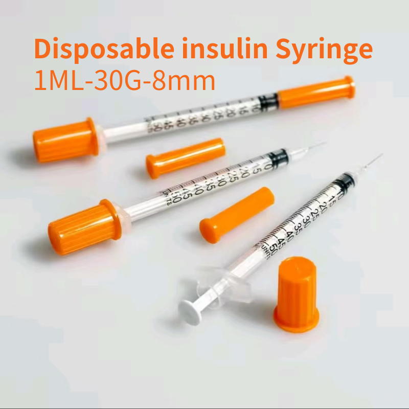 1ml/cc-30G*8 มม.สีส้ม insulin Syringe เข็ม,ทิ้งฆ่าเชื้อแต่ละบรรจุสําหรับ Lab ใช้,คู่มือ Dispenser,กา