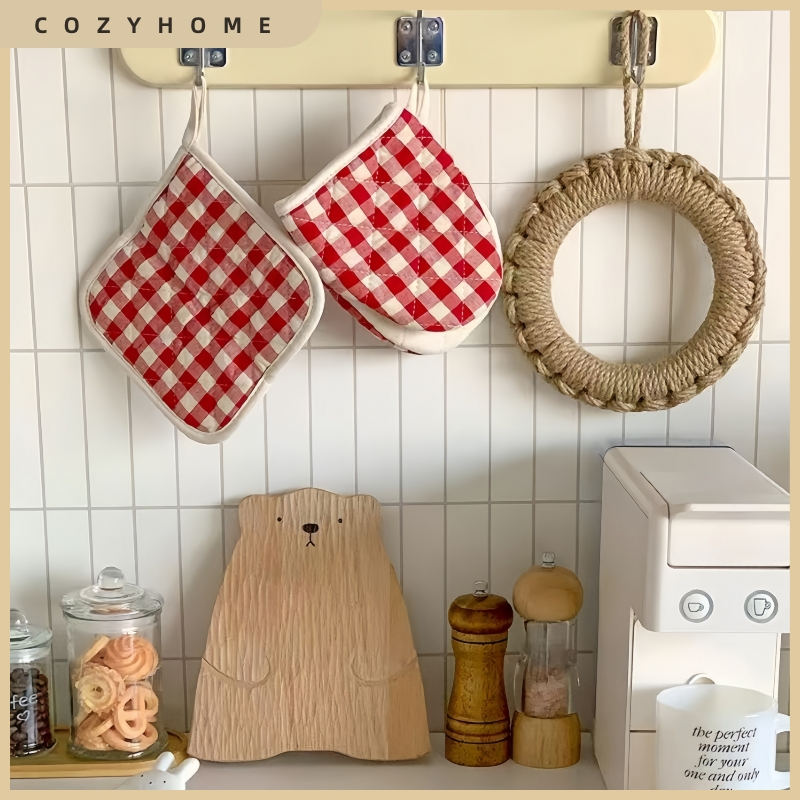 [คลังสินค้าพร้อม] COZYHOME ถุงมือฉนวนกันความร้อนห้องครัว Lattice สไตล์ Duckbill แผ่นฉนวนกันความร้อนถุงมืออบเตาอบไมโครเวฟ Anti-scalding Placemat
