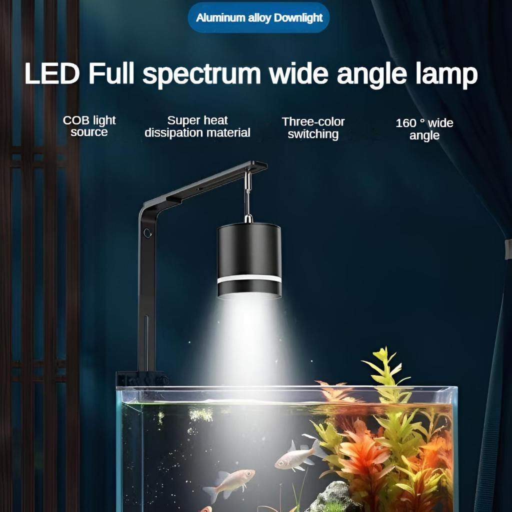 LED Full Spectrum Aquarium Light COB 16W มุมกว้าง 3 สีสวิทช์มุมกว้างเลนส์สําหรับภูมิทัศน์น้ํา