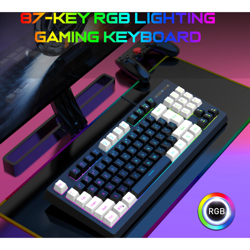 G69 Mechanical Feel คีย์บอร์ดแบบมีสาย | คอมพิวเตอร์ USB สําหรับเล่นเกม RGB 87 คีย์