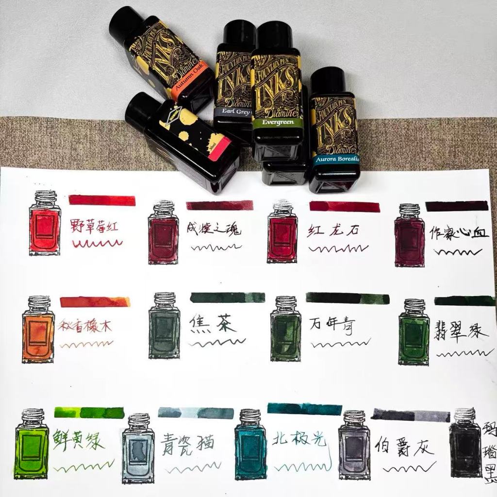 British DIAMINE Ink Non-Carbon Color Ink Wild Strawberry Red Writer Heart Blood 30ml - รูปที่ 3