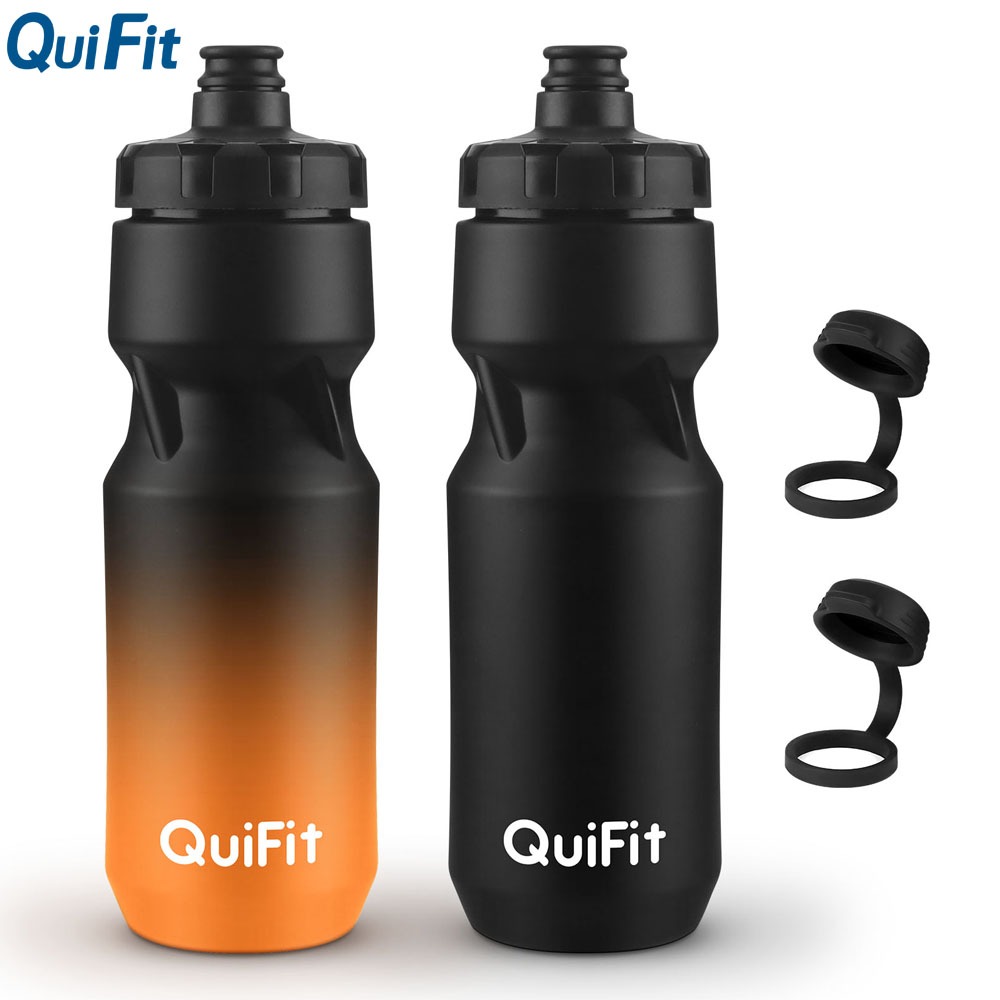 QuiFit 710ML/1000ML ขวดน้ําบีบสําหรับจักรยาน 2 แพ็ค,บีบและขวดน้ําพลาสติก BPA ฟรี,อุปกรณ์จักรยานน้ําหนักเบา, พร้อมหมวกสกปรก, เหมาะกับที่วางจักรยานส่วนใหญ่ – โปรปัง