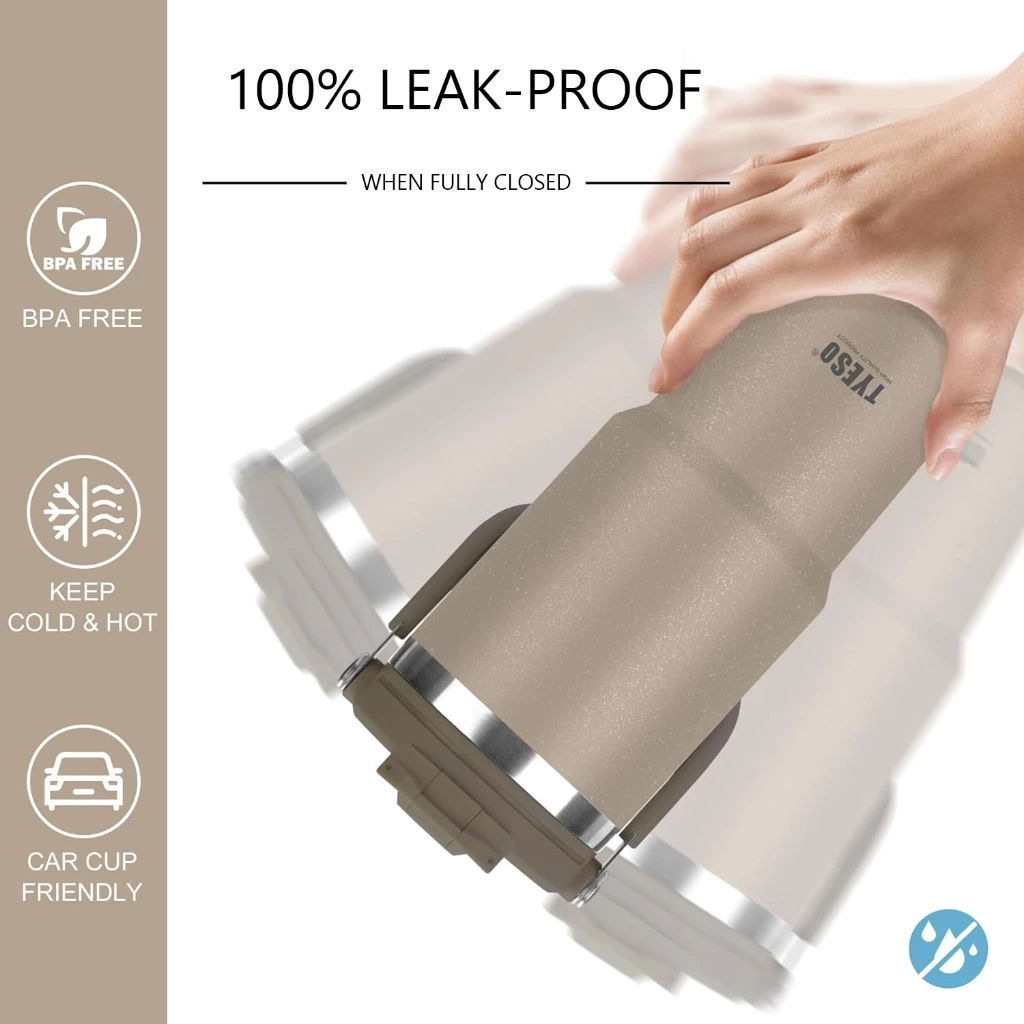 TYESO 01-01022/23/24/25/26 600ML/750MTumbler พร้อมที่จับ,ขวดน้ําฉนวนสุญญากาศพร้อมฝาปิด 2-in-1 และฟาง,ถ้วยกาแฟสแตนเลสผนังคู่แก้วเดินทางป้องกันการรั่วพลิก thumbnail 4