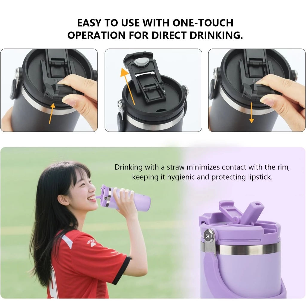 TYESO 01-01022/23/24/25/26 600ML/750MTumbler พร้อมที่จับ,ขวดน้ําฉนวนสุญญากาศพร้อมฝาปิด 2-in-1 และฟาง,ถ้วยกาแฟสแตนเลสผนังคู่แก้วเดินทางป้องกันการรั่วพลิก thumbnail 6