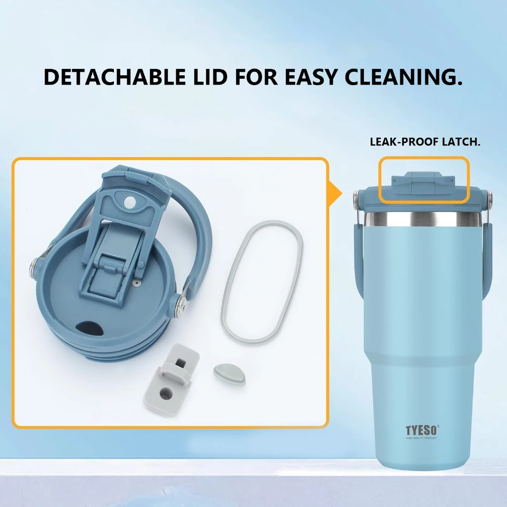 TYESO 01-01022/23/24/25/26 600ML/750MTumbler พร้อมที่จับ,ขวดน้ําฉนวนสุญญากาศพร้อมฝาปิด 2-in-1 และฟาง,ถ้วยกาแฟสแตนเลสผนังคู่แก้วเดินทางป้องกันการรั่วพลิก thumbnail 9