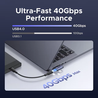 UGREEN อะแดปเตอร์ USB-C Male to USB-C Female, วิดีโอ 8K@60Hz เร็วเป็นพิเศษ 40Gbps, การออกแบบขนาดกะทัดรัดและโลหะ, การชาร์จสูงสุด 240W, ความเข้ากันได้สําหรับ MacBook/iPad/สมาร์ทโฟน
