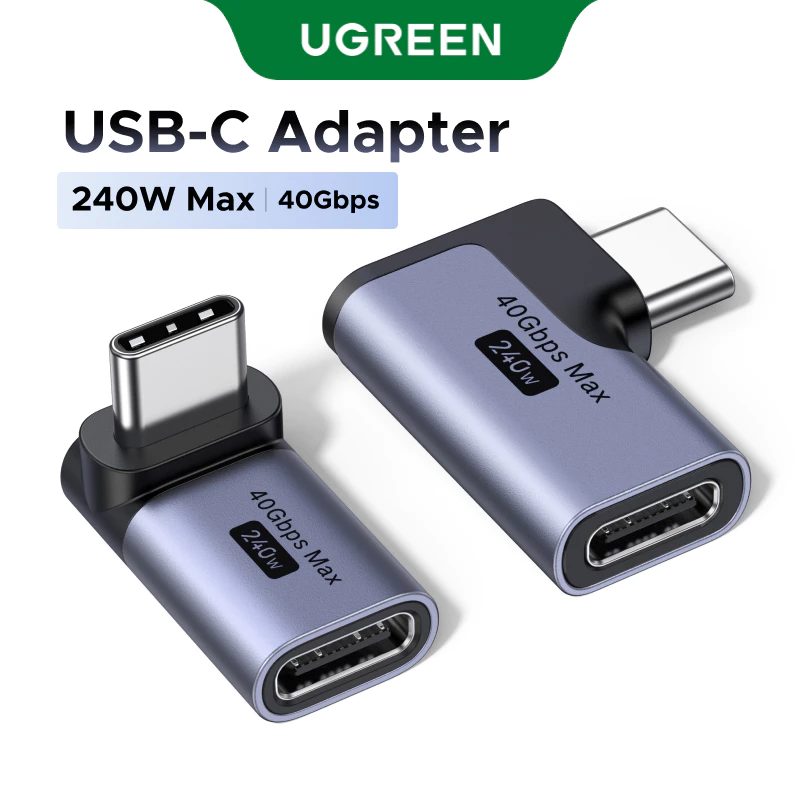 UGREEN อะแดปเตอร์ USB-C Male to USB-C Female, วิดีโอ 8K@60Hz เร็วเป็นพิเศษ 40Gbps, การออกแบบขนาดกะทัดรัดและโลหะ, การชาร์จสูงสุด 240W, ความเข้ากันได้สําหรับ MacBook/iPad/สมาร์ทโฟน