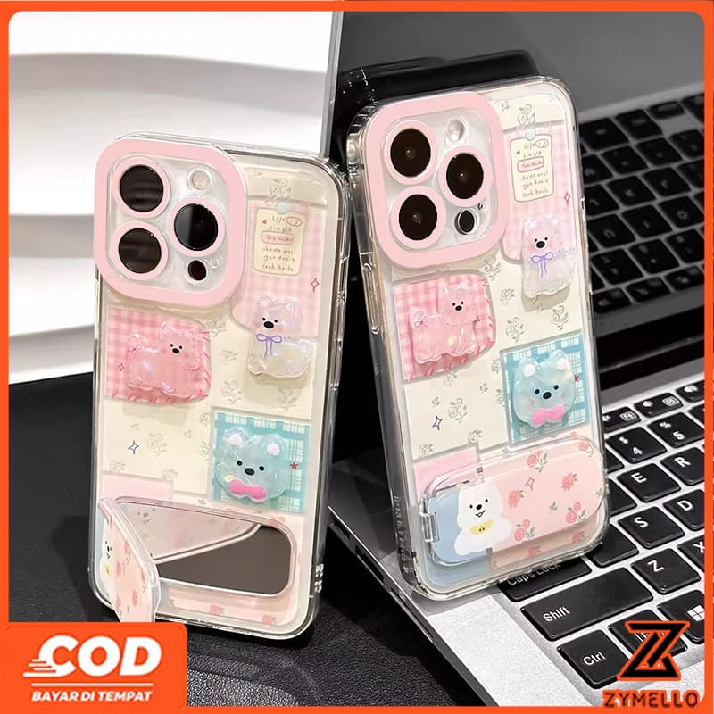 เหมาะสําหรับ OPPO Reno15F Reno14F Reno14 Pro Reno 13F Reno13Pro Reno12 F Reno 11F Reno10 Reno8Z Reno7Z Reno8T Reno5 Reno4 Reno6z Hollow out Hello Kitty Mirror Stand Shock