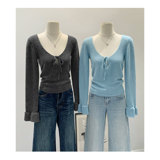 97319 เสื้อสเวตเตอร์แขนบานคอยูลูกไม้