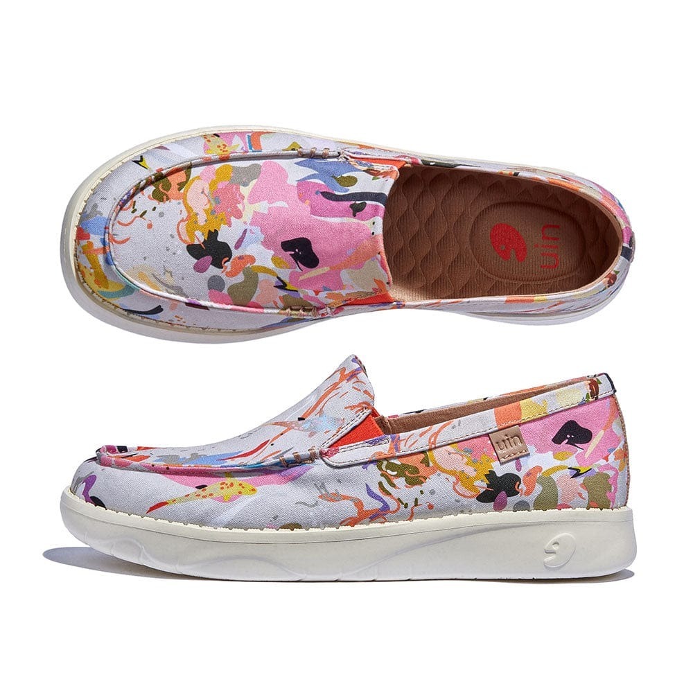 UIN Tarragona III รองเท้าโลฟเฟอร์ทาสีศิลปะของผู้หญิงแบบสวมรองเท้าลําลองน้ําหนักเบา Espadrilles