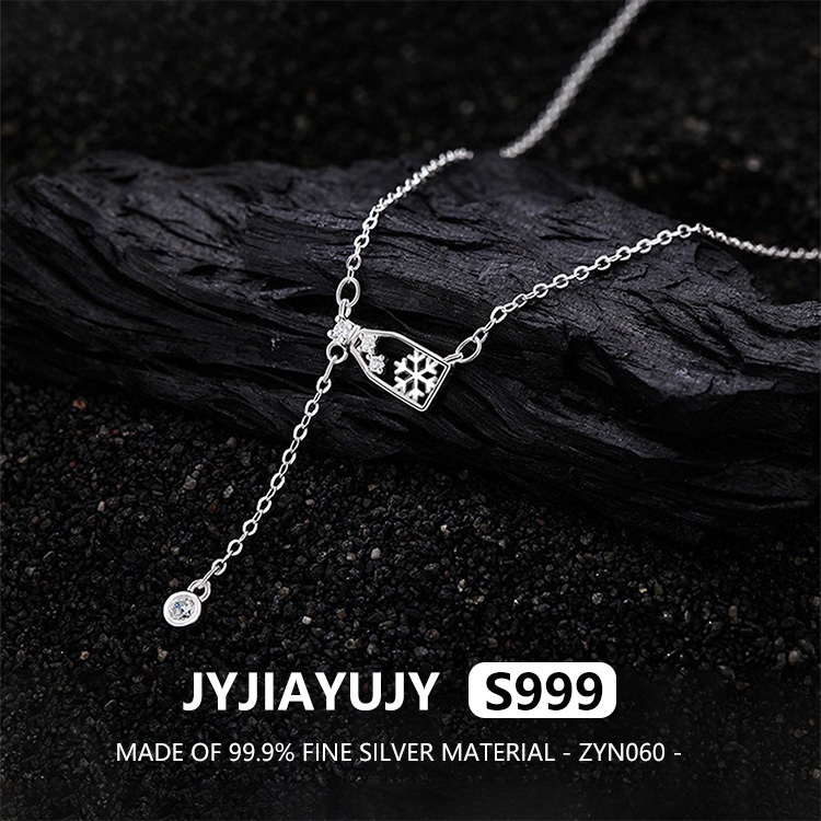 JJYJIAYUJY 100% ทั้งหมด Original Fine Silver S999 จี้สร้อยคอเกล็ดหิมะพู่ฝัง Zirconia ในสต็อกสําหรับ 