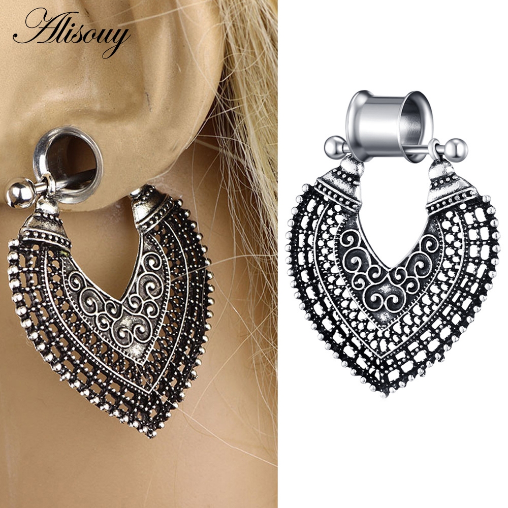 Alisouy 2 ชิ้น 6-25 มม.เหล็กผ่าตัดอุโมงค์หูเจาะปลั๊ก Double Flare เนื้ออุโมงค์วัดต่างหู Stretcher Dangle stretchers ปลั๊ก ราคา ถูกที่สุด ดีลบีเคเค แกลเลอรีภาพที่ 9