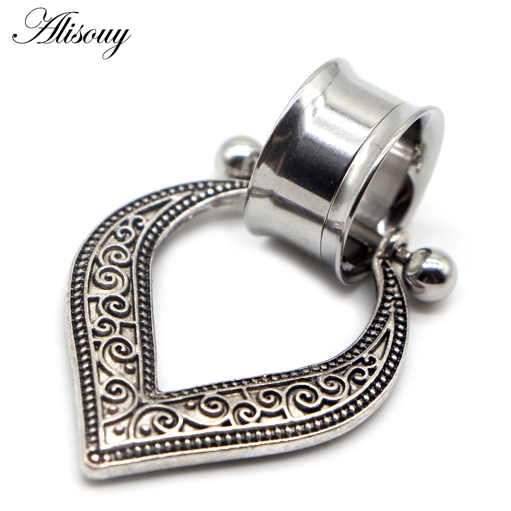 Alisouy 2 ชิ้น 6-25 มม.เหล็กผ่าตัดอุโมงค์หูเจาะปลั๊ก Double Flare เนื้ออุโมงค์วัดต่างหู Stretcher Dangle stretchers ปลั๊ก ราคา ถูกที่สุด ดีลบีเคเค แกลเลอรีภาพที่ 6