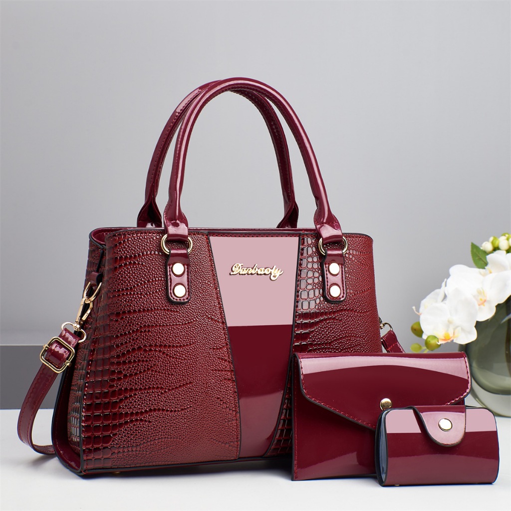ชุดกระเป๋า Womens 3-in-1 พร้อมคลัชฟรี | Mother-Daughter Tote กระเป๋าสะพายข้างและสะพายไหล่ Combo
