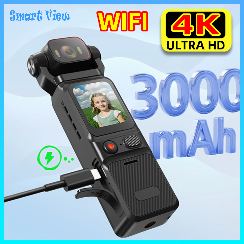 4K HD Mini Pocket WiFi Action Camera กล้องแอคชั่น กล้องโกโปร กล้องถ่ายVlog หน่าจอ1.69 นิ้ว