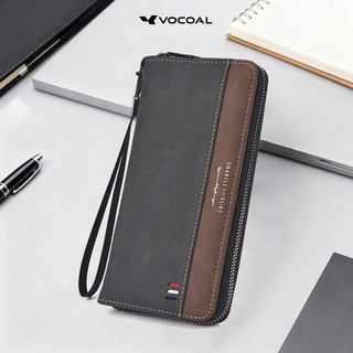 VOCOAL กระเป๋าสตางค์ผู้ชายแฟชั่นกระเป๋าสตางค์ยาวกระเป๋าสตางค์ PU นุ่มกระเป๋าสตางค์อเนกประสงค์ Retro รูปแบบขนาดใหญ่ความจุกระเป๋า Multi-Card ตําแหน่ง ID ผู้ถือบัตรเครดิตกระเป๋าโทรศัพท์