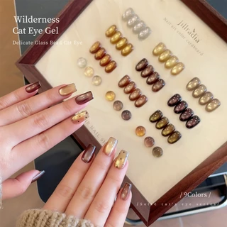 JILLRADIA สไตล์ใหม่ฤดูใบไม้ร่วงฤดูหนาวสีน้ําตาลสี Cat Eye Gel ชุดยาทาเล็บ 9 สีติดทนนานเงาเหมาะสําหรับร้านทําเล็บและใช้ทุกวัน