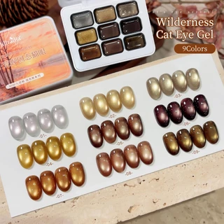JILLRADIA สไตล์ใหม่ฤดูใบไม้ร่วงฤดูหนาวสีน้ําตาลสี Cat Eye Gel ชุดยาทาเล็บ 9 สีติดทนนานเงาเหมาะสําหรับร้านทําเล็บและใช้ทุกวัน