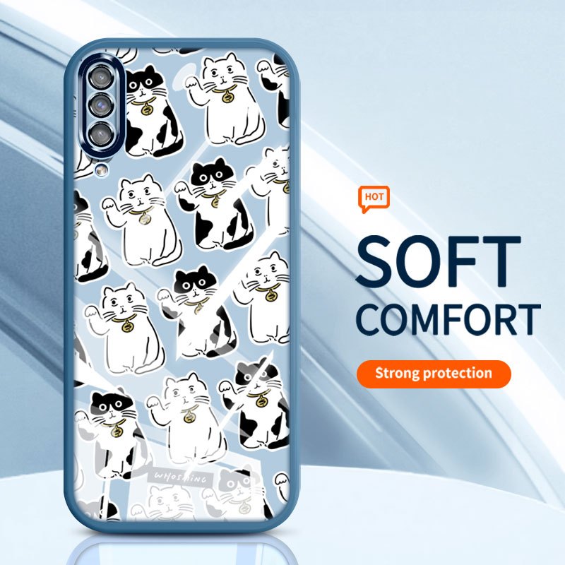 YBD สําหรับ Samsung Galaxy A50 A50S A30S A307 A03S A02S M02S A025 A307 เต็มหน้าจอแมวน่ารักและกระต่าย