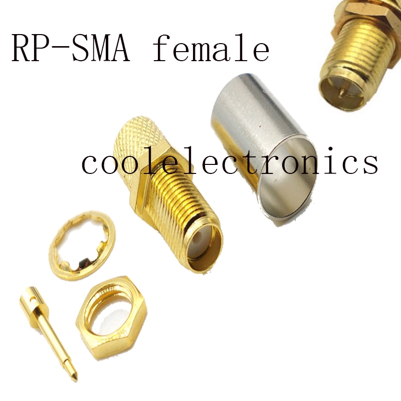 5pcs RP-SMA หญิง Pin RF Crimp Connector สําหรับ RG8X RG-8X LMR240 RG59 50-4 Coaxial Coax Cable