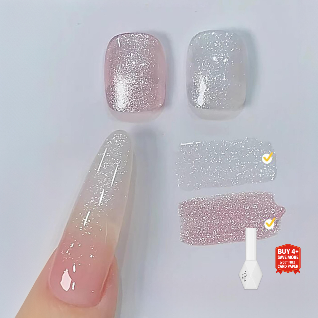 SHAKA สีทาเล็บเจลกลิตเตอร์แวววาว 2 สี วิบวับน่ารัก เพ้นท์เล็บ รุ่นกลิตเตอร์เม็ดละเอียด โทนสีอ่อน โทน