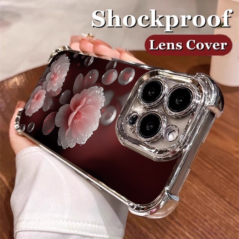 SAMSUNG ดอกไม้คริสตัลสีชมพูสําหรับSamsung S25 S25ULTRA S21FE Ultra S21 Ultra S23FE S22 S21 Plus A73 