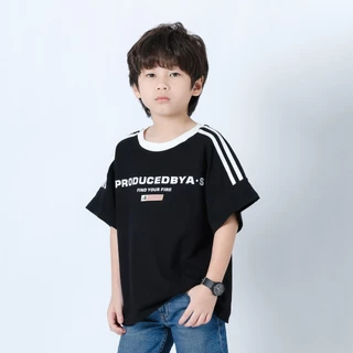 B&R Kids【เสื้อยืดเด็กผู้ชาย】จัดส่งจากไทย เสื้อคอกลมสไตล์เกาหลี เสื้อเด็กใส่สบาย แขนสั้น หลวม เท่ นุ่มสบาย