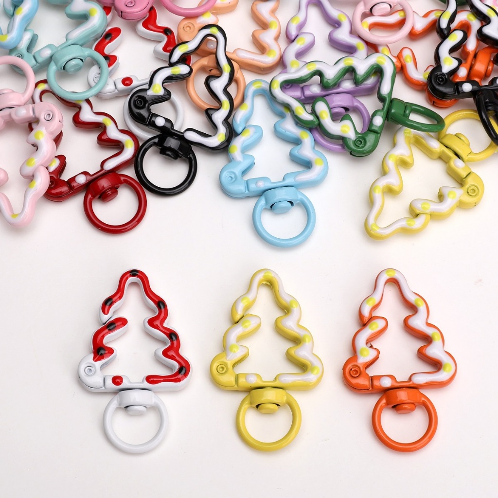 1PC Hand Drawn Christmas Tree/Apple Alloy สเปรย์ทาสีพวงกุญแจสําหรับ DIY สร้อยข้อมือสร้อยคอเครื่องประดับทําอุปกรณ์เสริม