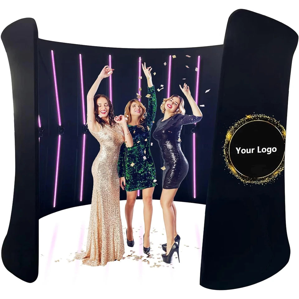 สีที่แตกต่างกัน RGB Light Emitting Diode Lighting 360 Photo Booth Case พื้นหลัง Photo Booth 360 แฟชั