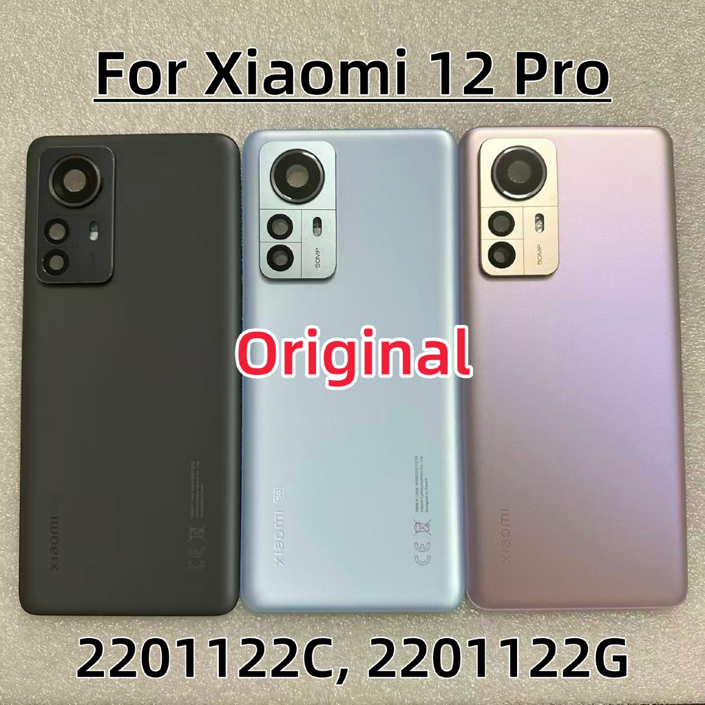 สําหรับ Xiaomi Mi 12 Pro ฝาครอบแบตเตอรี่ประตูด้านหลังกระจกด้านหลังพร้อมกรอบกล้องเลนส์ repairtment