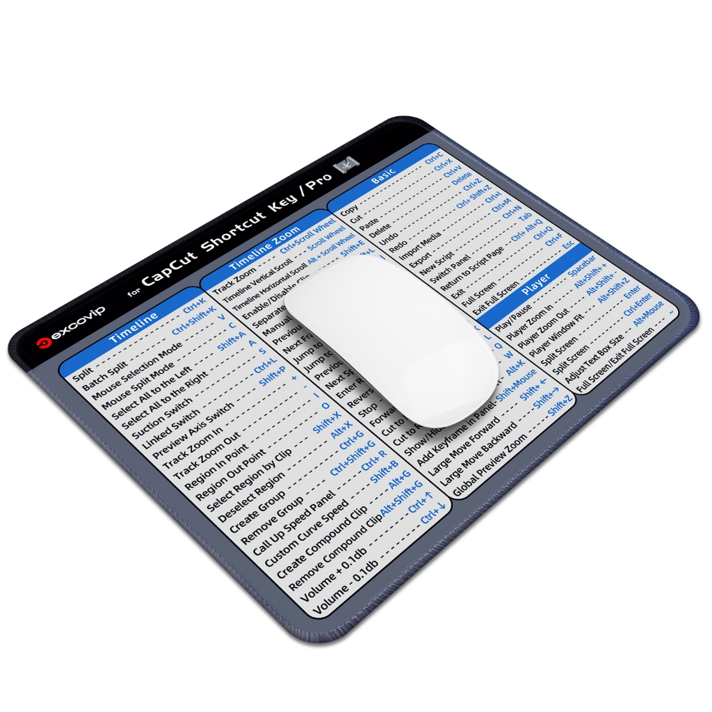 สําหรับ capcut แป้นพิมพ์ลัดภาษาอังกฤษแผ่นรองเมาส์นุ่มสบายกันลื่นขนาดเล็กขอบอุปกรณ์สํานักงานการเรียนร