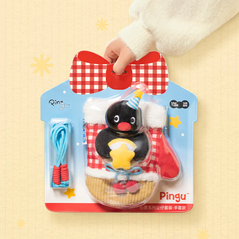 MarTUBE Pingu Christmas Wish Series Cute Plush Glove Set ถุงมือกำมะหยี่ ชุดตุ๊กตาผ้าพลัช