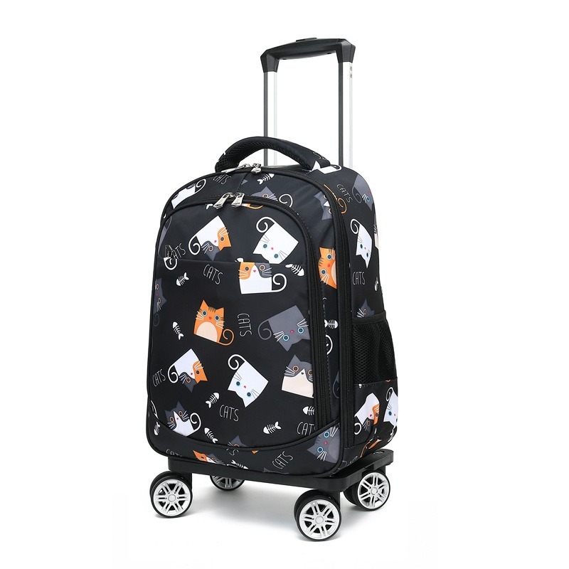 YUEBAO Cat Design กระเป๋าเป้สะพายหลังล้อกระเป๋าเดินทางรถเข็นกระเป๋าสั้นเรือธุรกิจโรงเรียน 4 ล้อเด็ก Roller กระเป๋าน้ําหนักเบาที่ถอดออกได้ของขวัญวันเกิดของขวัญ Kado Puasa J1222