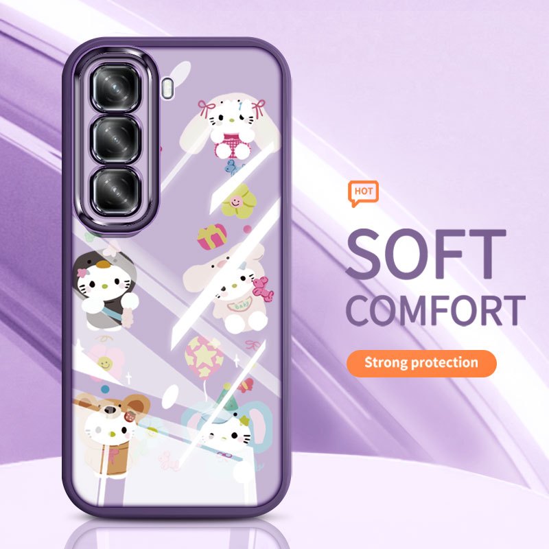 YBD สําหรับ Tecno Spark 40C Spark GO Spark 40 Pro + KM4k KM5 KM6 KM7 KM8 เต็มหน้าจอการ์ตูนสีชมพู lam