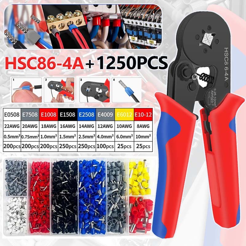 คีมย้ำหางปลา HSC8 6-4A คีมย้ำหางปลาไฟฟ้า ชุดคีมย้ำหางปลากลม หางปลากลม คอร์ดเอ็น คีมย้ำหางปลา คีมย้ำค