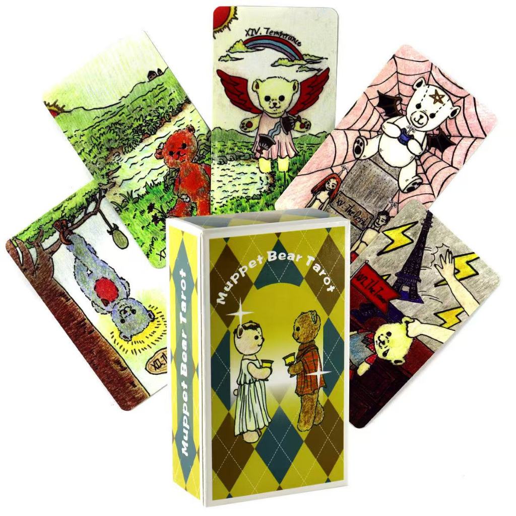 10.3 * 6 ซม. Muppet Bear Tarot เกมกระดานภาษาอังกฤษการ์ดเกม Muppet Bear Tarot Emerald Plating Edge