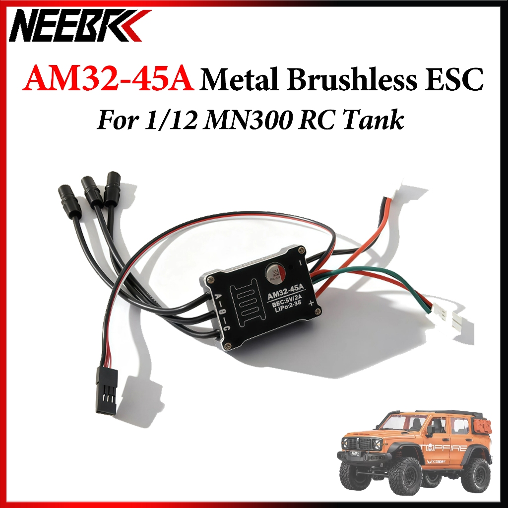 NEEBRC AM32-45A โลหะกรณี Brushless ESC 3.5 มม.ปลั๊กกล้วยสําหรับ 1/12 MN300 RC ถังรุ่น