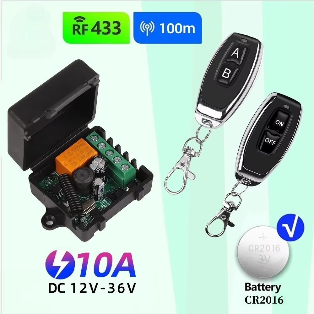 ใหม่ 433Mhz RF รีโมทคอนโทรลไร้สาย DC 12V 24V 36V 10A 1CH RF รีเลย์ตัวรับสัญญาณและ 2CH ชุดเครื่องส่งสัญญาณสําหรับบ้านอัจฉริยะ – โปรปัง