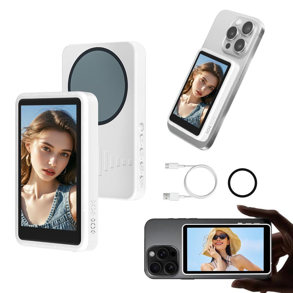 หน้าจอสตรีมสด Vlog แม่เหล็กพร้อมไฟเติม​​ 4K 60FPS Selfie Monitor หน้าจอกล้องด้านหลัง Selfie Monitor 