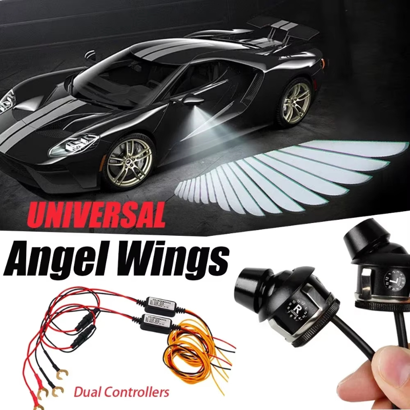 [อัพเกรดหรูหรา] 2PCS รถ Angel Wing ยินดีต้อนรับกระจกมองหลังแบบไดนามิกพรมโปรเจคเตอร์ Ambient โคมไฟ SUV ตกแต่งบรรยากาศแสง