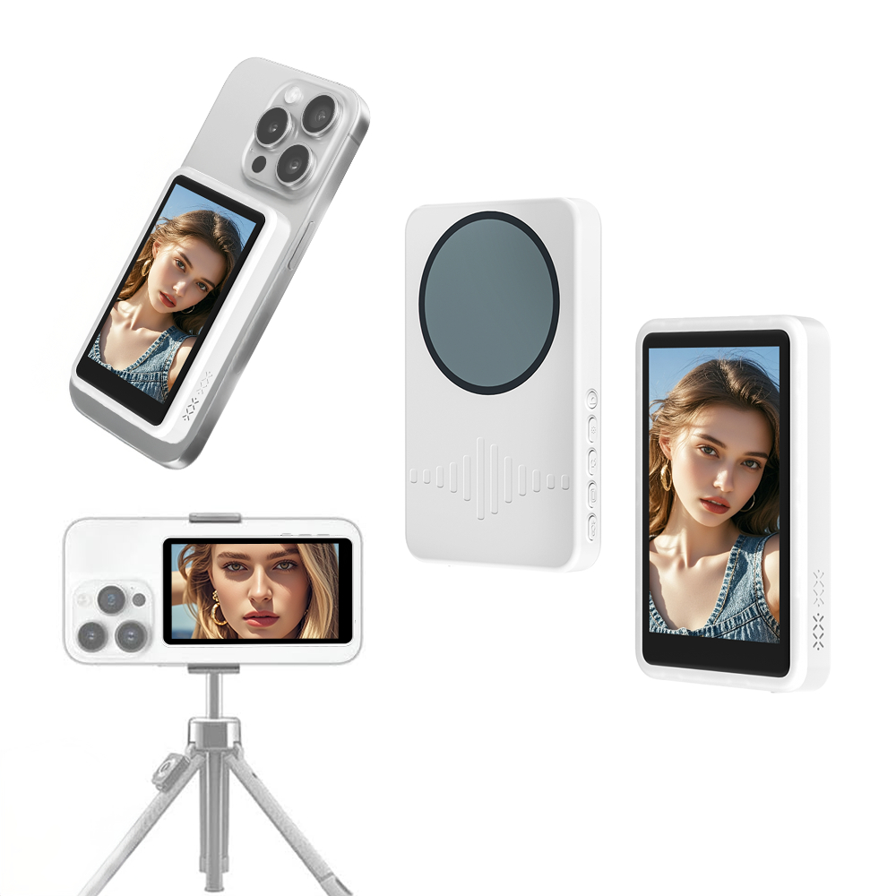 แม่เหล็ก 4K 60FPS มือถือ Vlog Selfie Monitor หน้าจอเติมแสงแบบพกพา Selfie Monitor หน้าจอพร้อมลําโพงสํ
