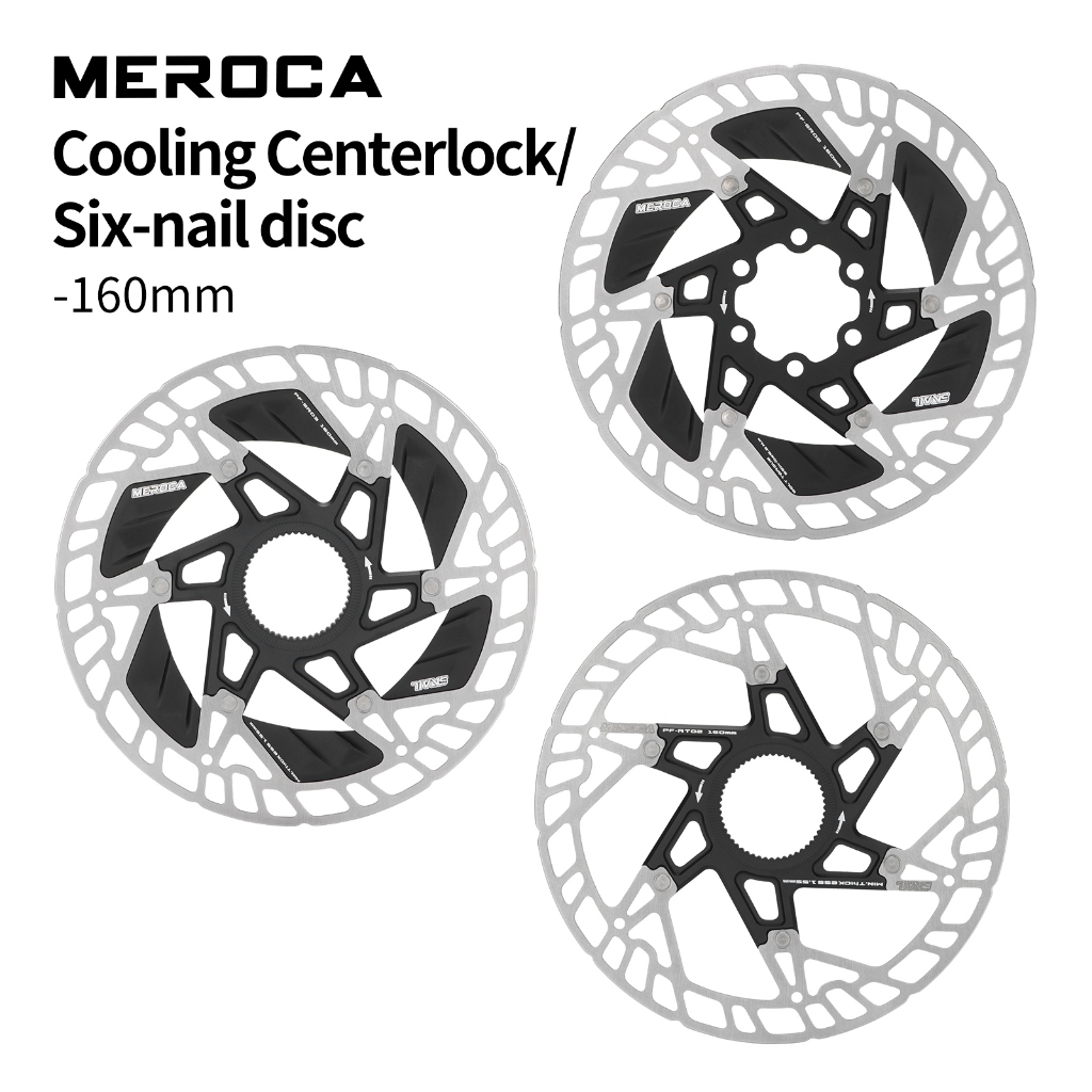 MEROCA PF ลอยดิสก์เบรกโรเตอร์จักรยานเสือหมอบ MTB การกระจายความร้อน 6 Bolt Center Lock เบรคโรเตอร์