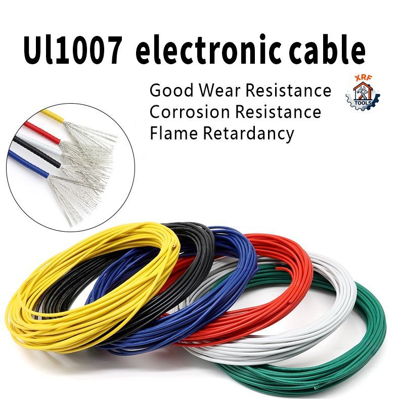 15Meters UL1007 ลวดอิเล็กทรอนิกส์ PVC 1007 สาย 16Awg 18Awg 20Awg 22Awg 24Awg 26Awg 28Awg 30Awg PVC ส