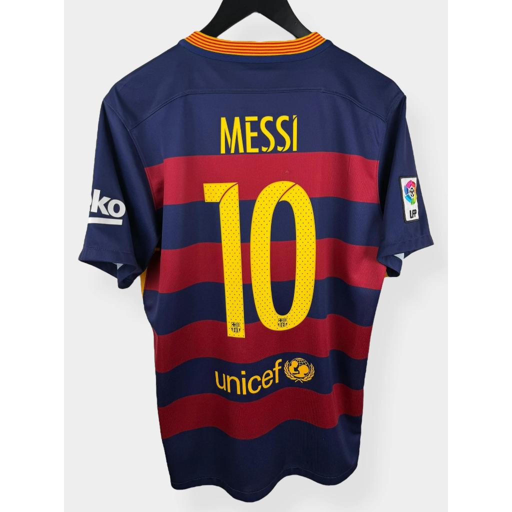 คุณภาพสูงสุด 2015-16 Barcelona home Messi #10 เสื้อฟุตบอลกีฬาย้อนยุค