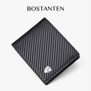 BOSTANTEN กระเป๋าสตางค์ผู้ชาย PU หนังฟางรูปแบบธุรกิจกระเป๋าสตางค์แบบพกพา